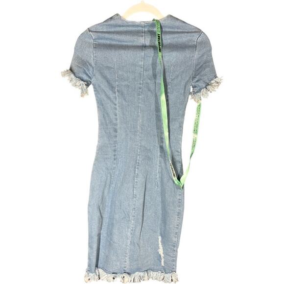 NWT Mistress Rocks Over It Frayed Denim Exposed Zipper Dress Distressed XXS - Picture 4 of 14